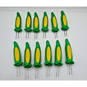 Vintage Large Mid Century Corn on the Cob Skewers Handles Hong Kong 6 Sets
